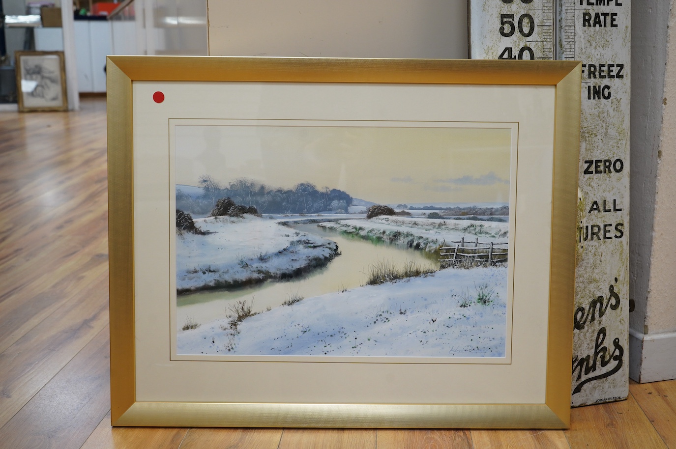 Andrew Dandridge (b.1953), gouache on paper, ‘Cuckmere Winter’, signed, 39 x 57cm. Condition - good